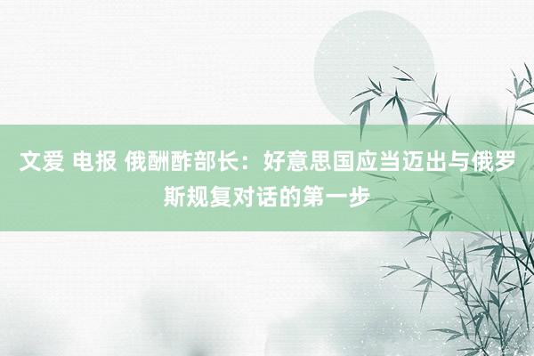 文爱 电报 俄酬酢部长：好意思国应当迈出与俄罗斯规复对话的第一步