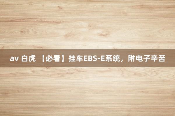 av 白虎 【必看】挂车EBS-E系统，附电子辛苦